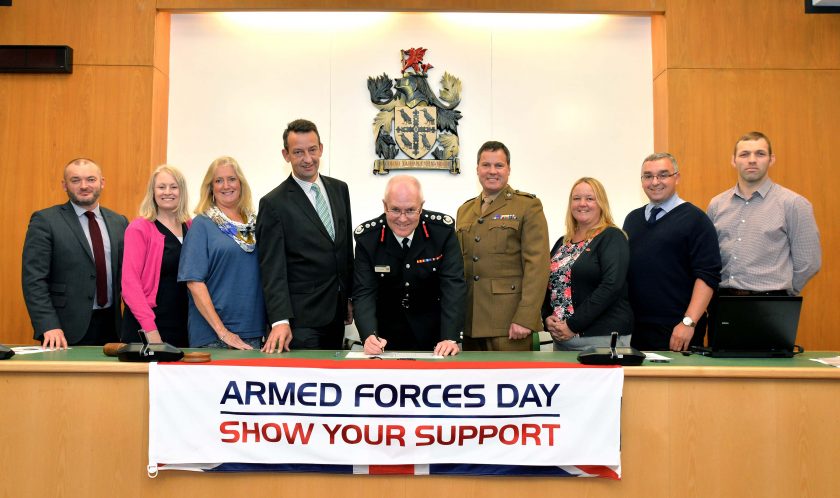 North Wales Fire and Rescue Service sign Flintshire Armed Forces Covenant