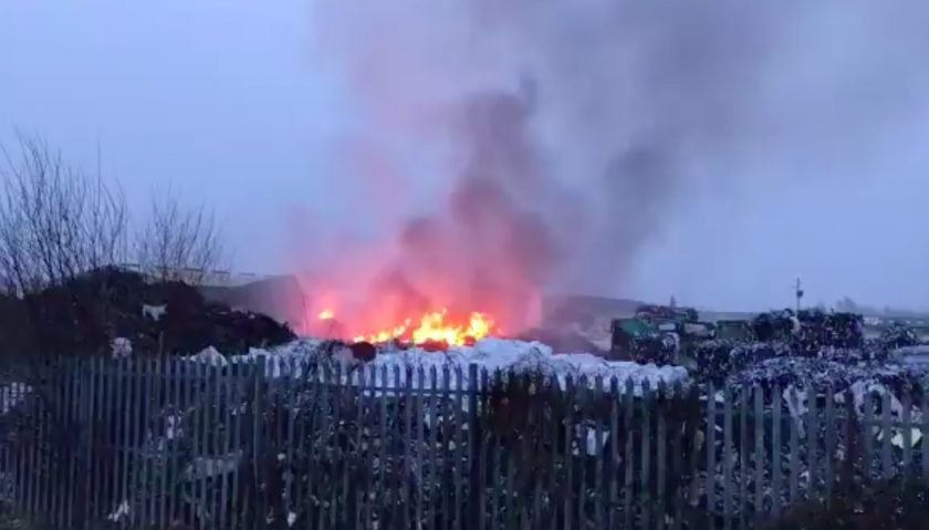 Fire crews remain at the scene of a huge blaze which broke in Sandycroft last night