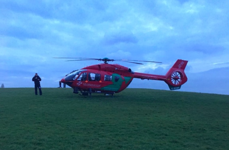 Air ambulance and police responding to an incident in Flint