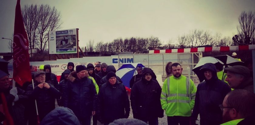 Around 100 workers are staging a pay protest outside Deeside construction site this morning