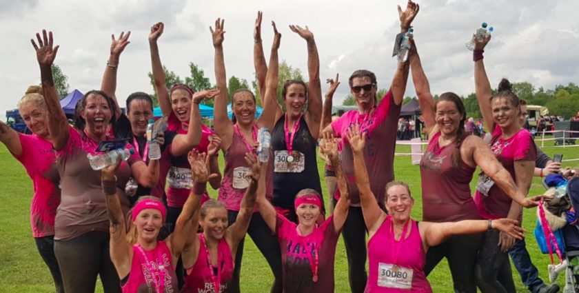 Fifteen pretty in pink mums from Flintshire get muddy for charity