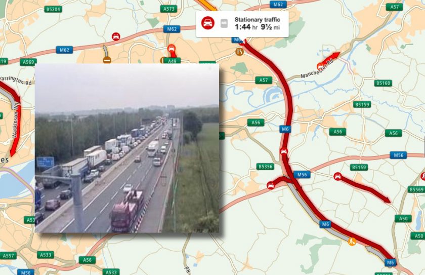 Severe delays on the southbound M6 in Cheshire due to a ‘police led incident’