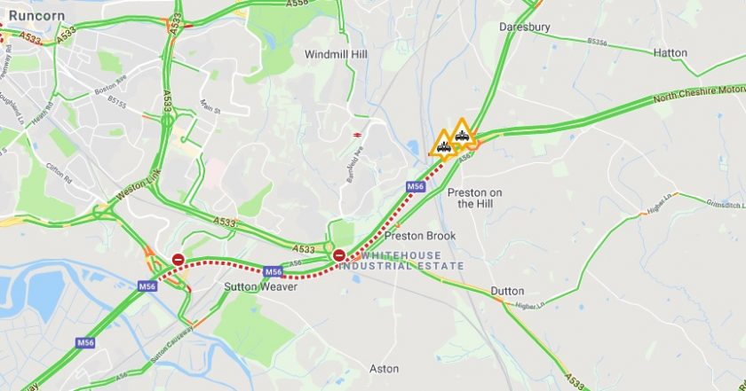 Westbound M56 reopens following earlier closure due to a serious collision