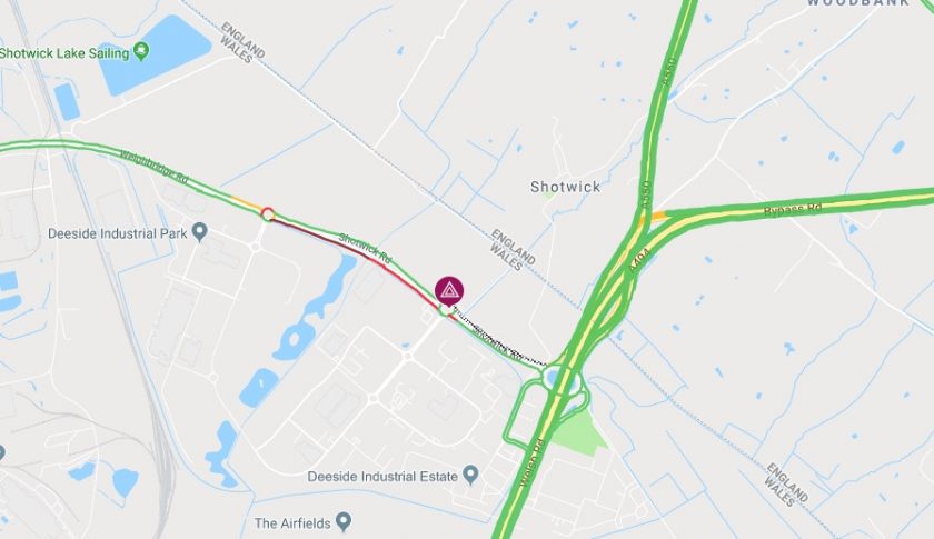 A548 on Deeside Industrial Park reopens following earlier incident involving an overturned lorry