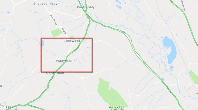 A5104 in Flintshire closed due to an overturned lorry
