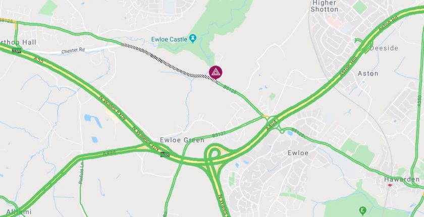 Holywell Road between Ewloe and Northop Hall remains closed this morning
