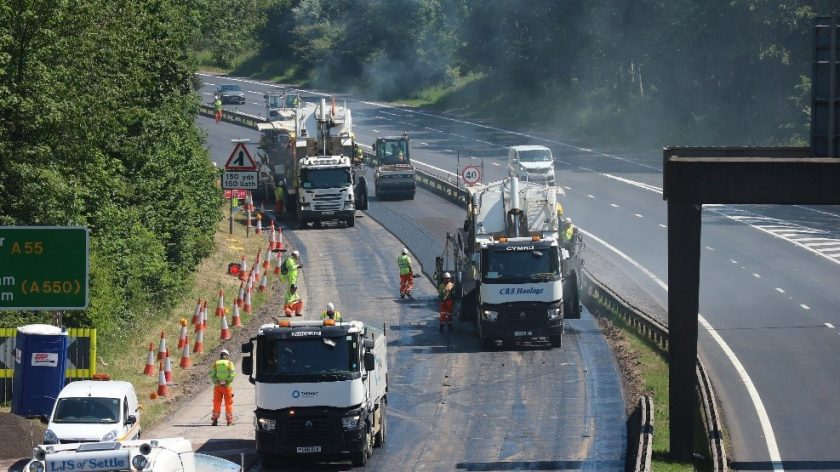Resurfacing work between A55 at Northop and A494 on track to be completed on time