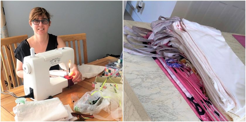 Coleg Cambria staff continue campaign to manufacture homemade scrubs bags and PPE for NHS workers