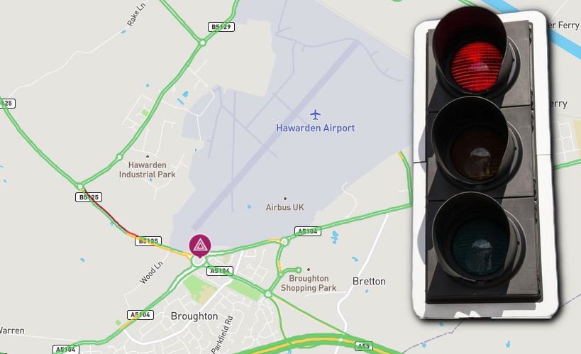 Traffic cleared between Hawarden and Broughton following earlier traffic light failure