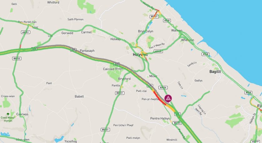 A55 between Caerwys Holywell back open