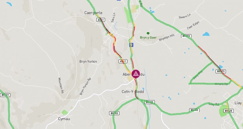 Updated: Wrexham Road in Caergwrle back open following earlier collision