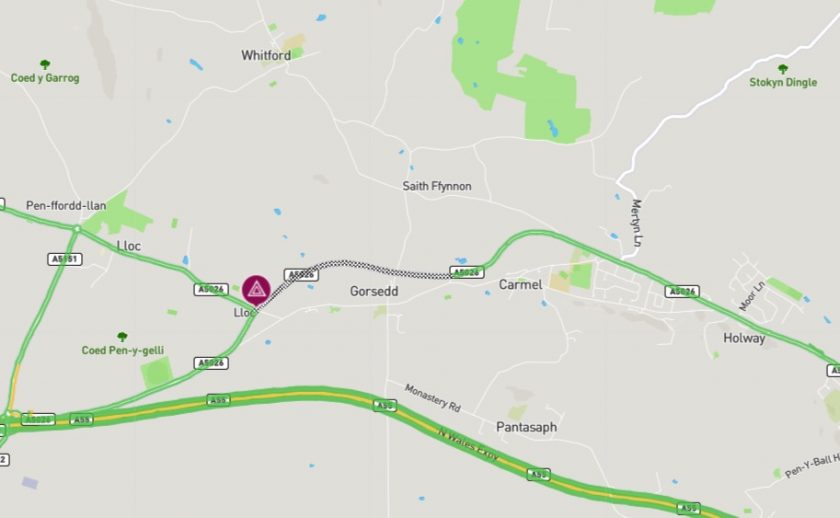 Three taken to hospital following a collision on A5026 at Gorsedd