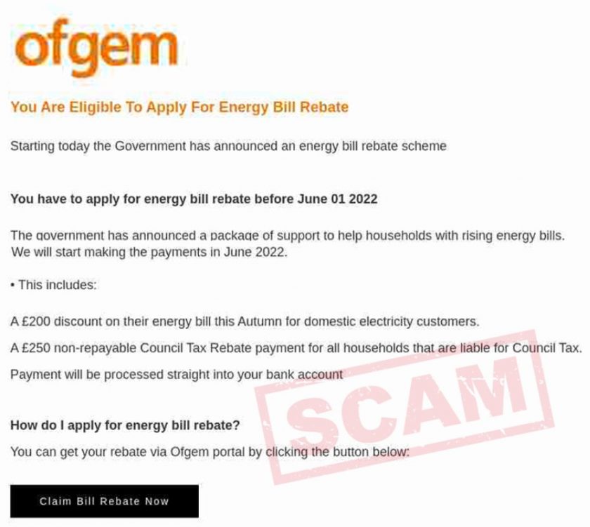 Warning Scam Ofgem Rebate Emails Over 750 Reported To Action Fraud 