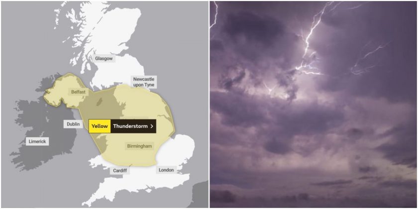 Yellow weather warning for thunder and lightning in Flintshire this afternoon