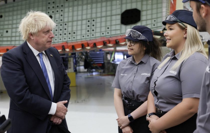 Outgoing Prime Minister Boris Johnson pays visit to Airbus Broughton