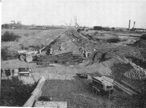 A section of the road during construction looking North towards the River Bridge