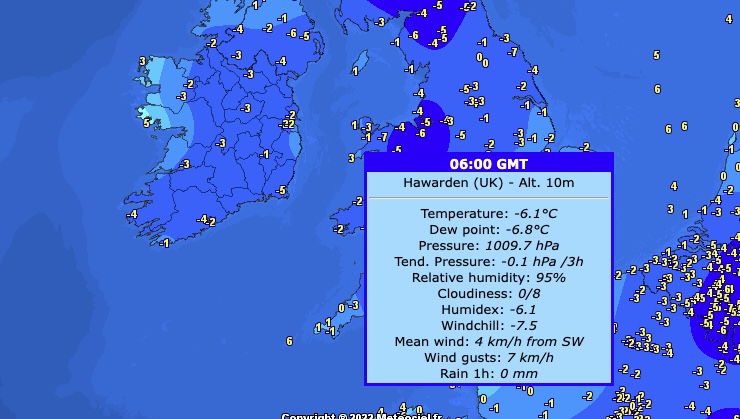 Coldest night of the year so far as temps dip to -6.5º