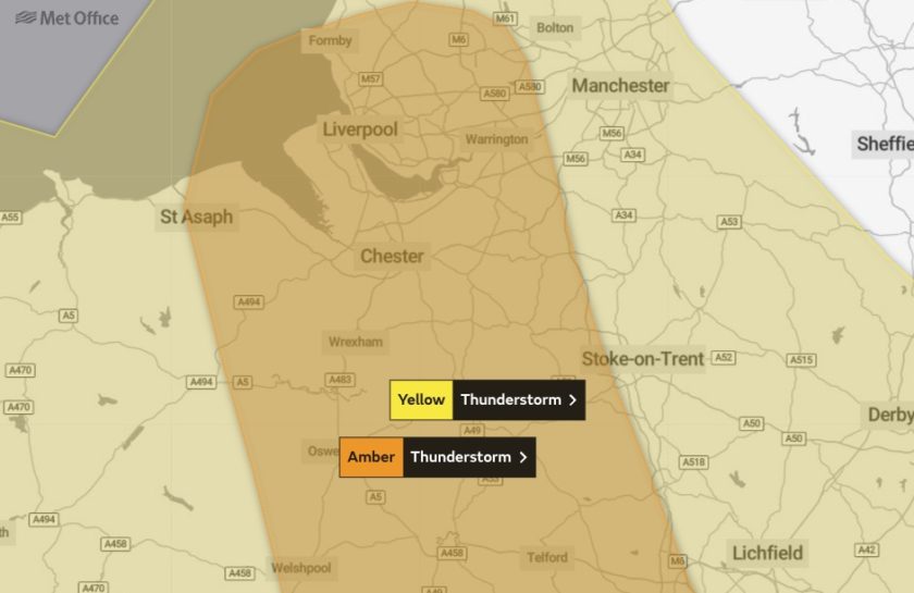 Met Office issues amber warning for thunderstorms in Flintshire