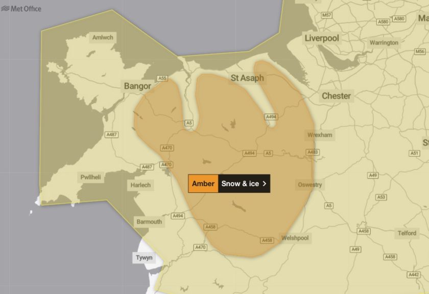 Flintshire: Met Office issues Amber Warning for snow on Thursday