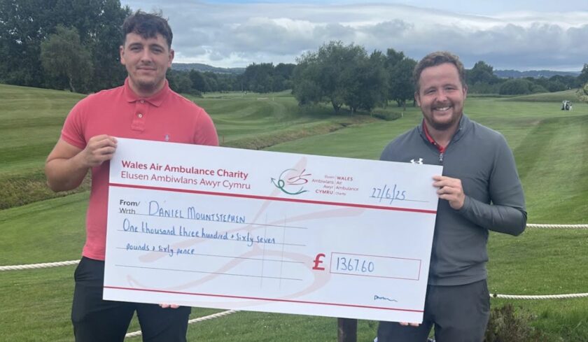Friends raise £2,735 in charity golf tournament for Wales Air Ambulance
